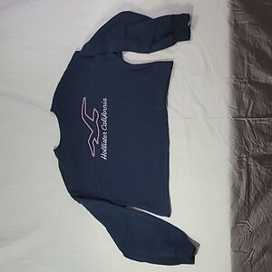 HOLLISTER Navy Blue Crop Crew Neck Sweatshirt Size Medium